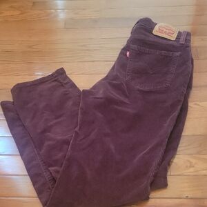 Levi's Burgundy Corduroy Trousers High Rise Straight Size 28 L 30